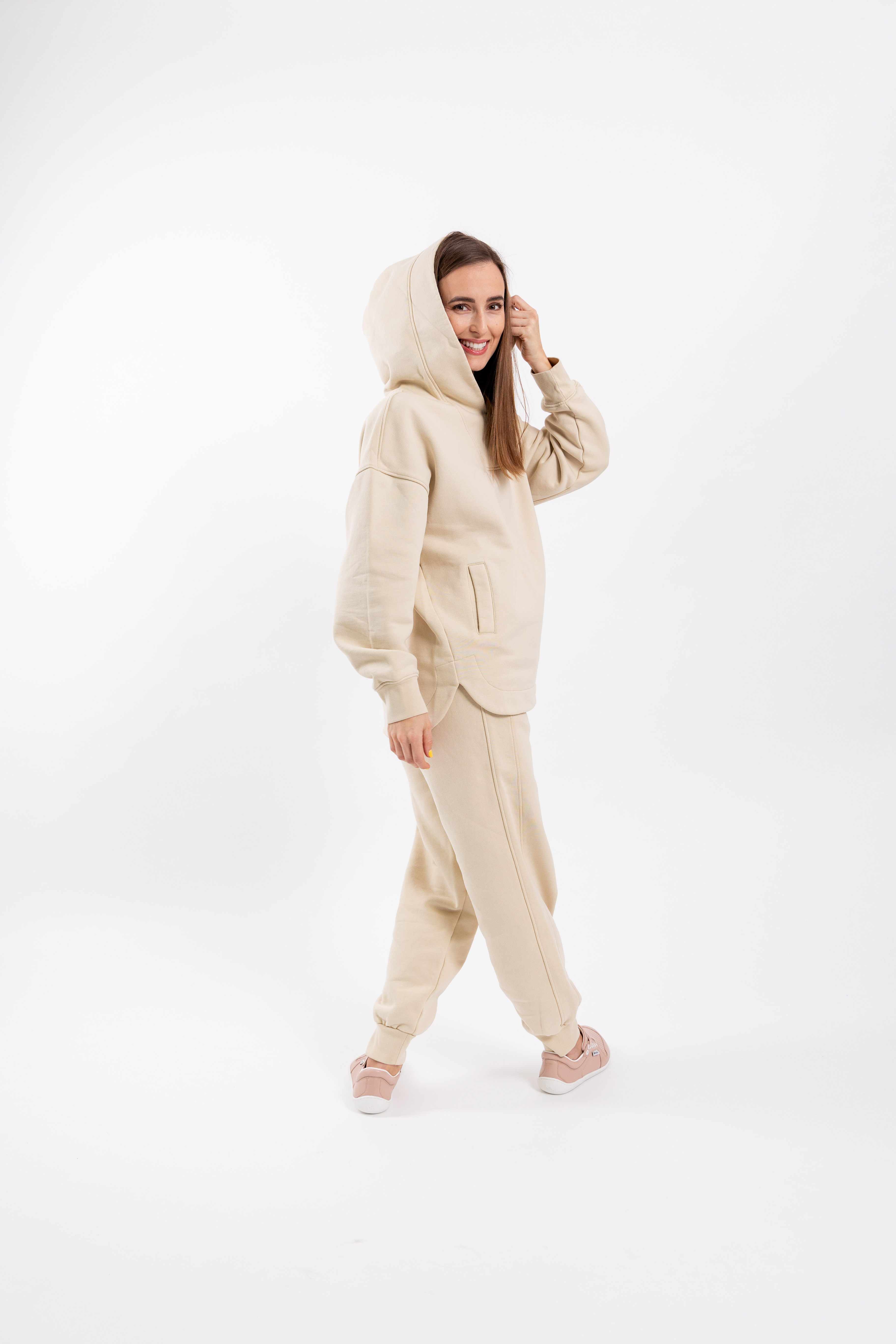 Damen-Hoodie mit Kapuze Be Lenka Essentials - Beige.