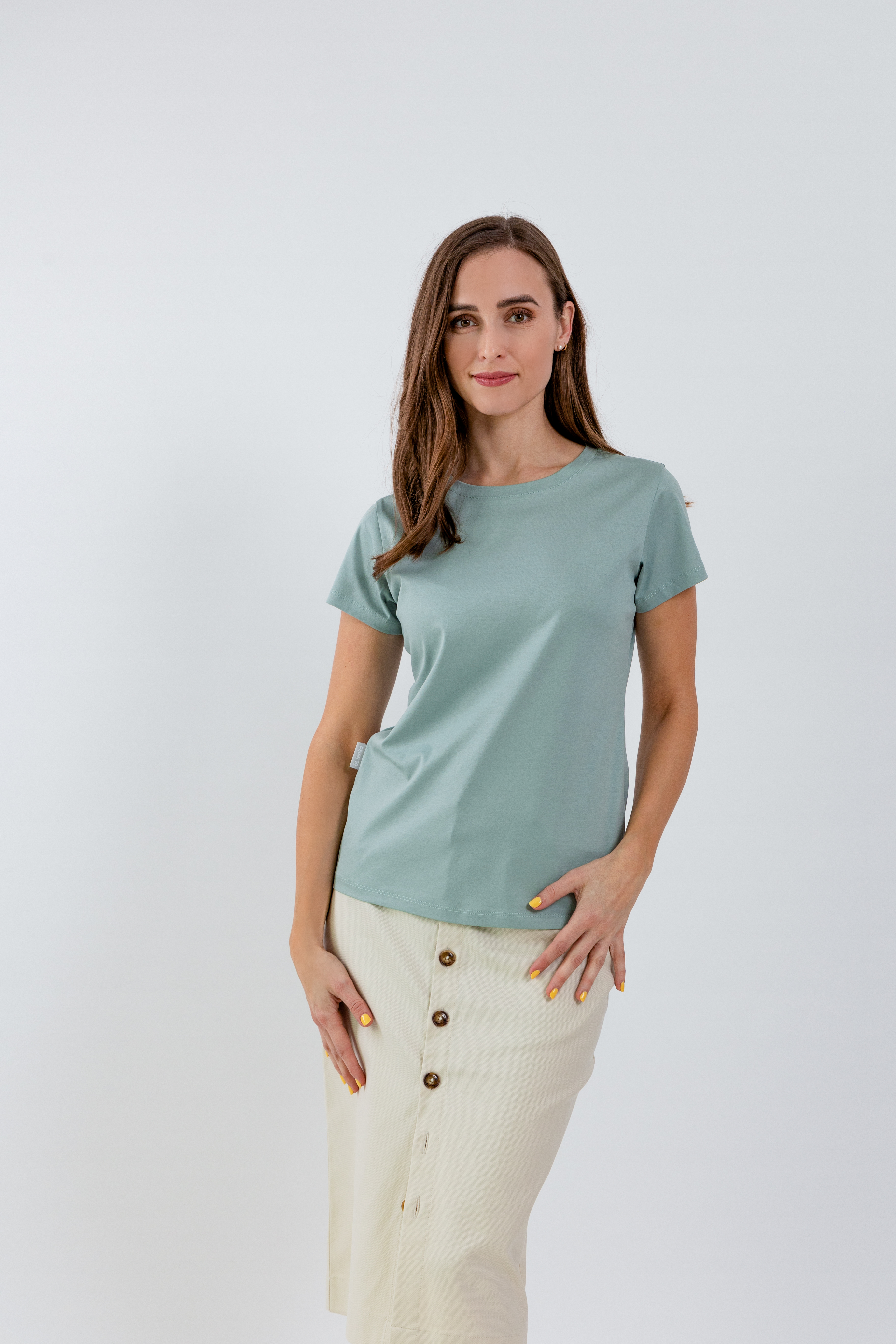 Damem T-Shirt mit Rundhalsausschnitt Be Lenka Essentials - Pistachio Green.