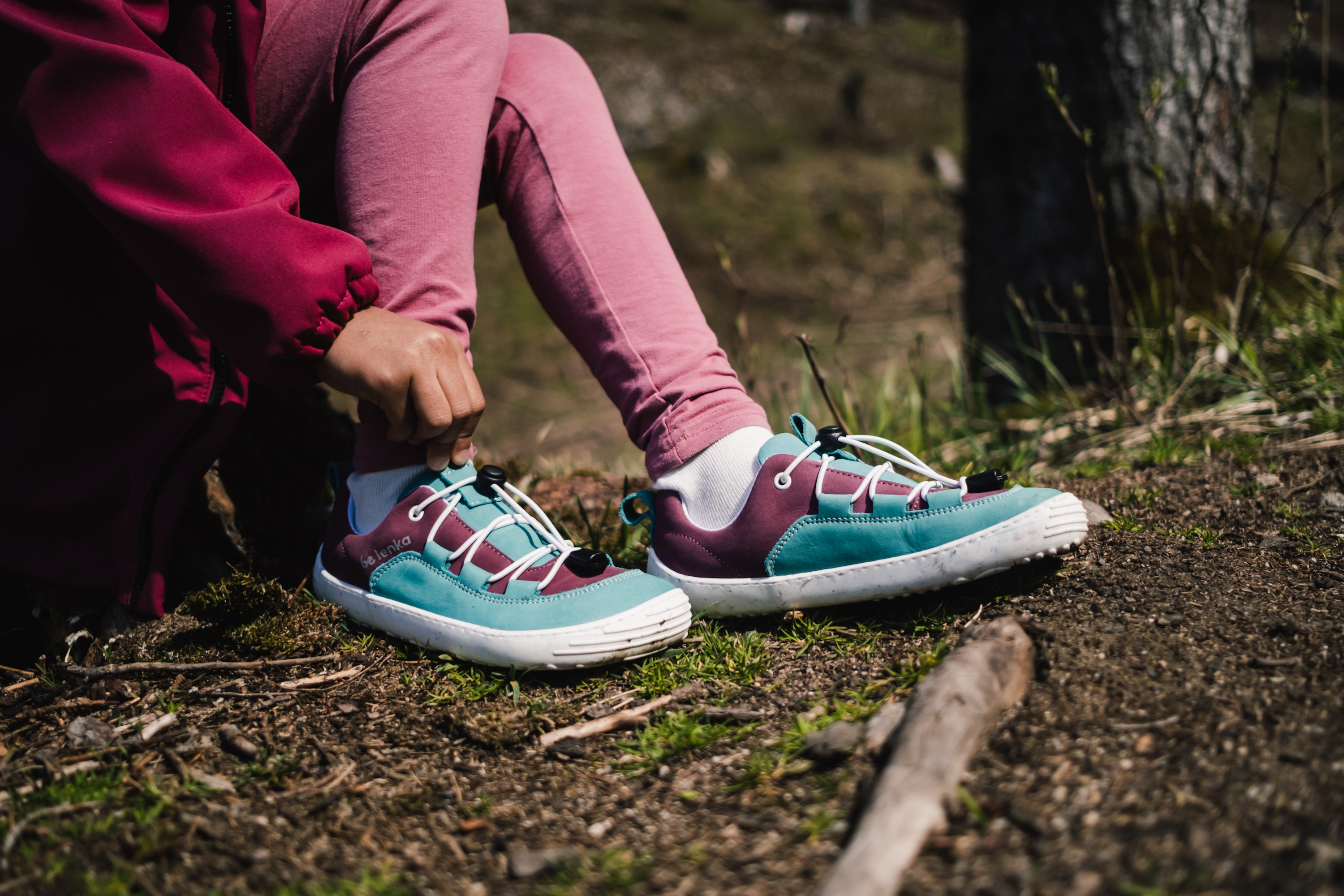 Kinder Barfuß Sneakers Be Lenka Xplorer - Light Teal & Plum.