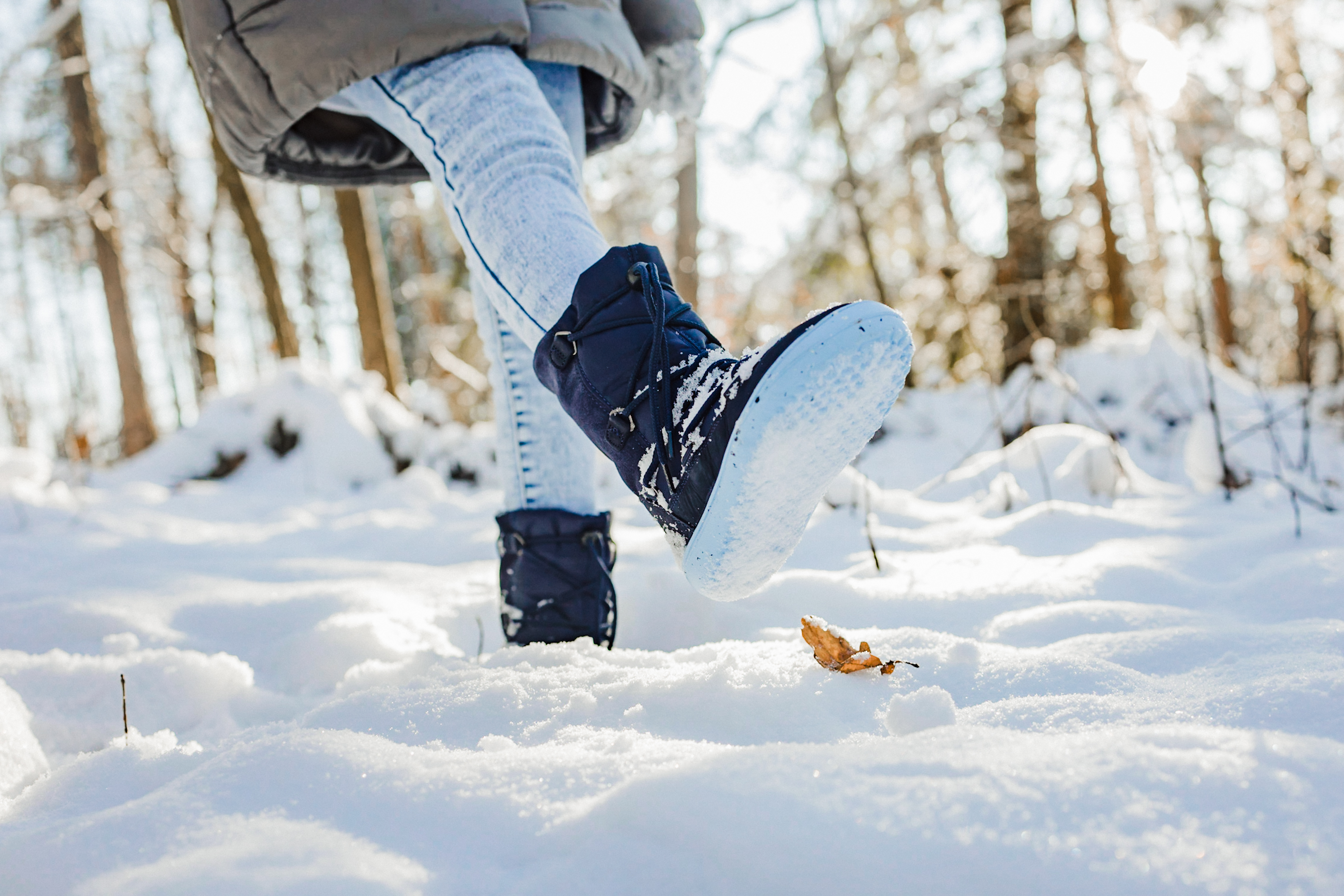 Kinder Winter Barfußschuhe Be Lenka Snowfox Kids 2.0 - Dark & Light Blue.