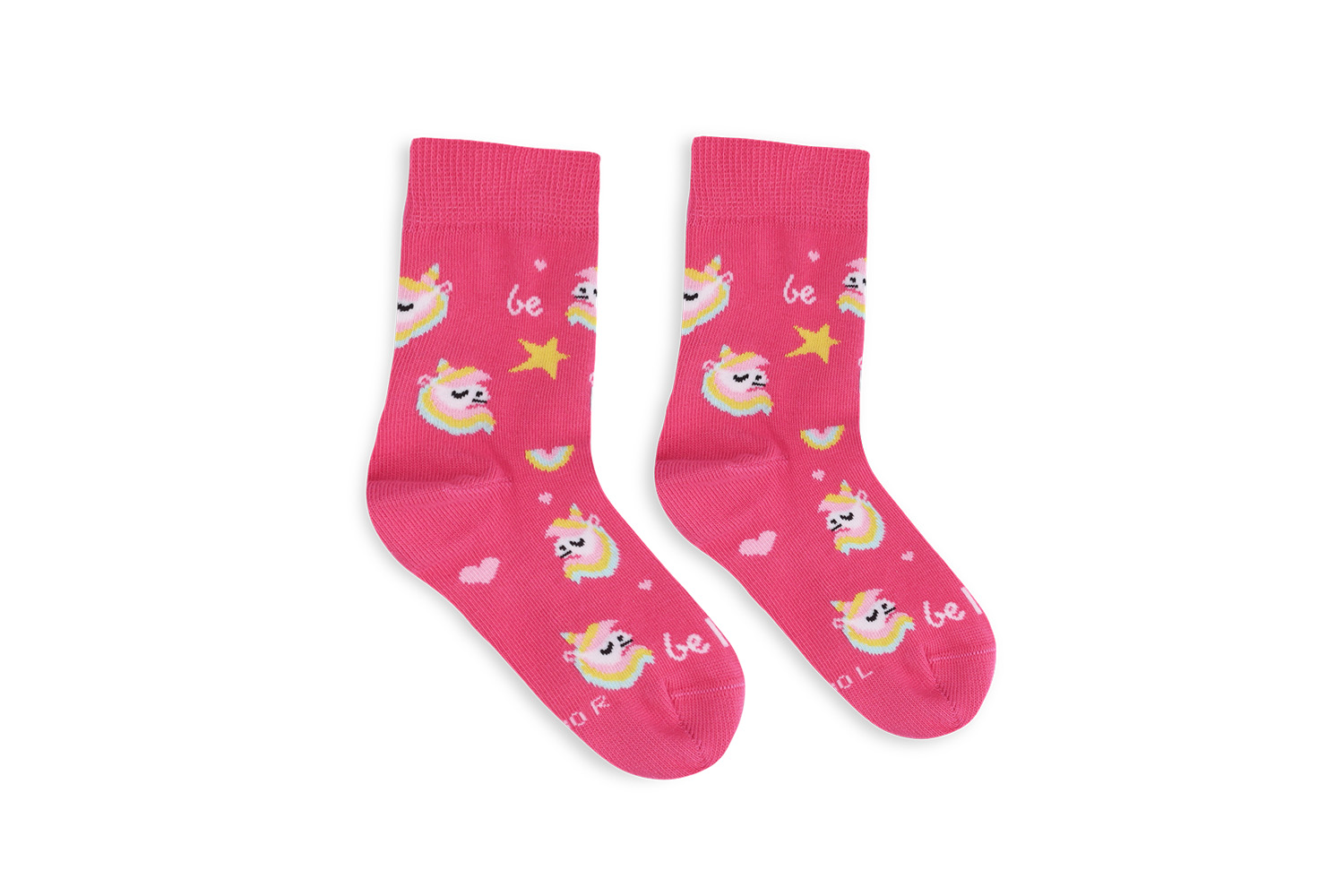 Kinder Barfußsocken Be Lenka Kids - Crew - Unicorn - BubleGum Pink