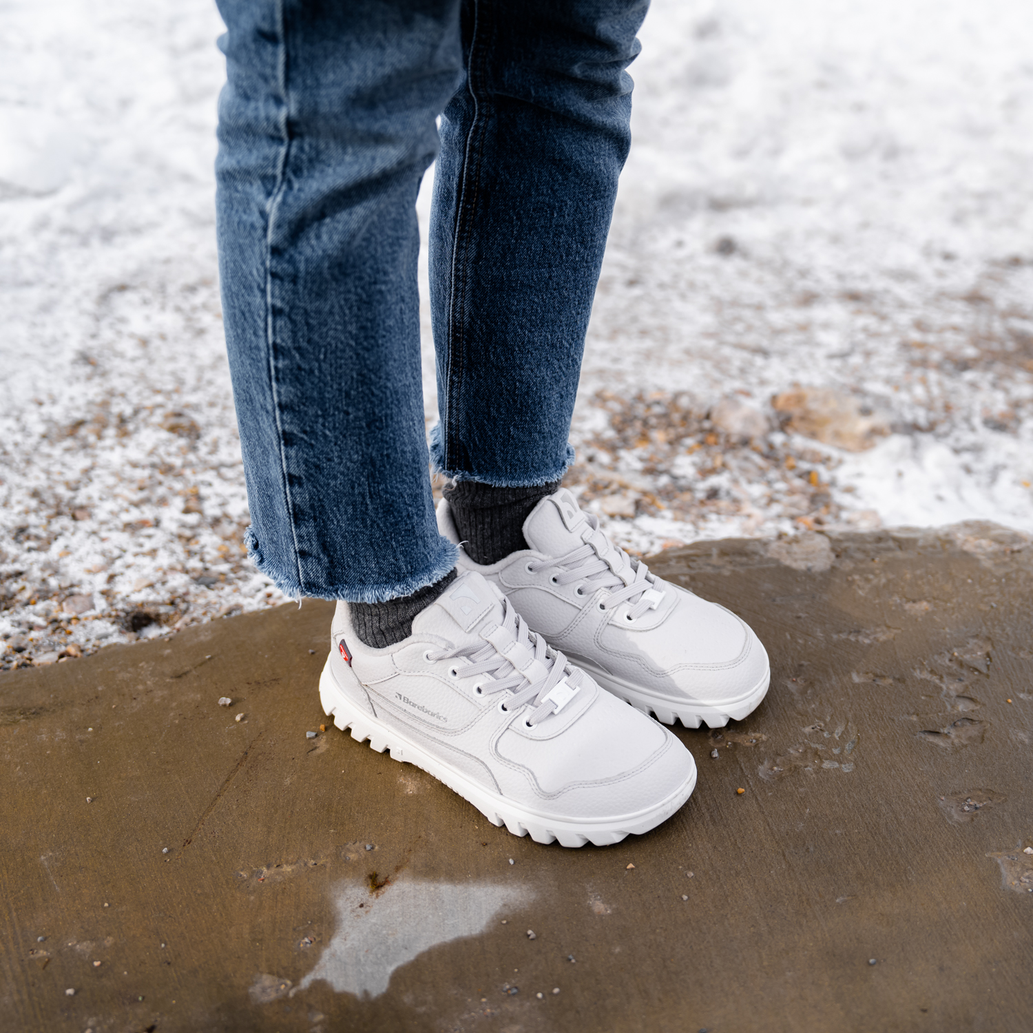 Barefoot Sneakers Barebarics Zing Frost - Light Grey & White.