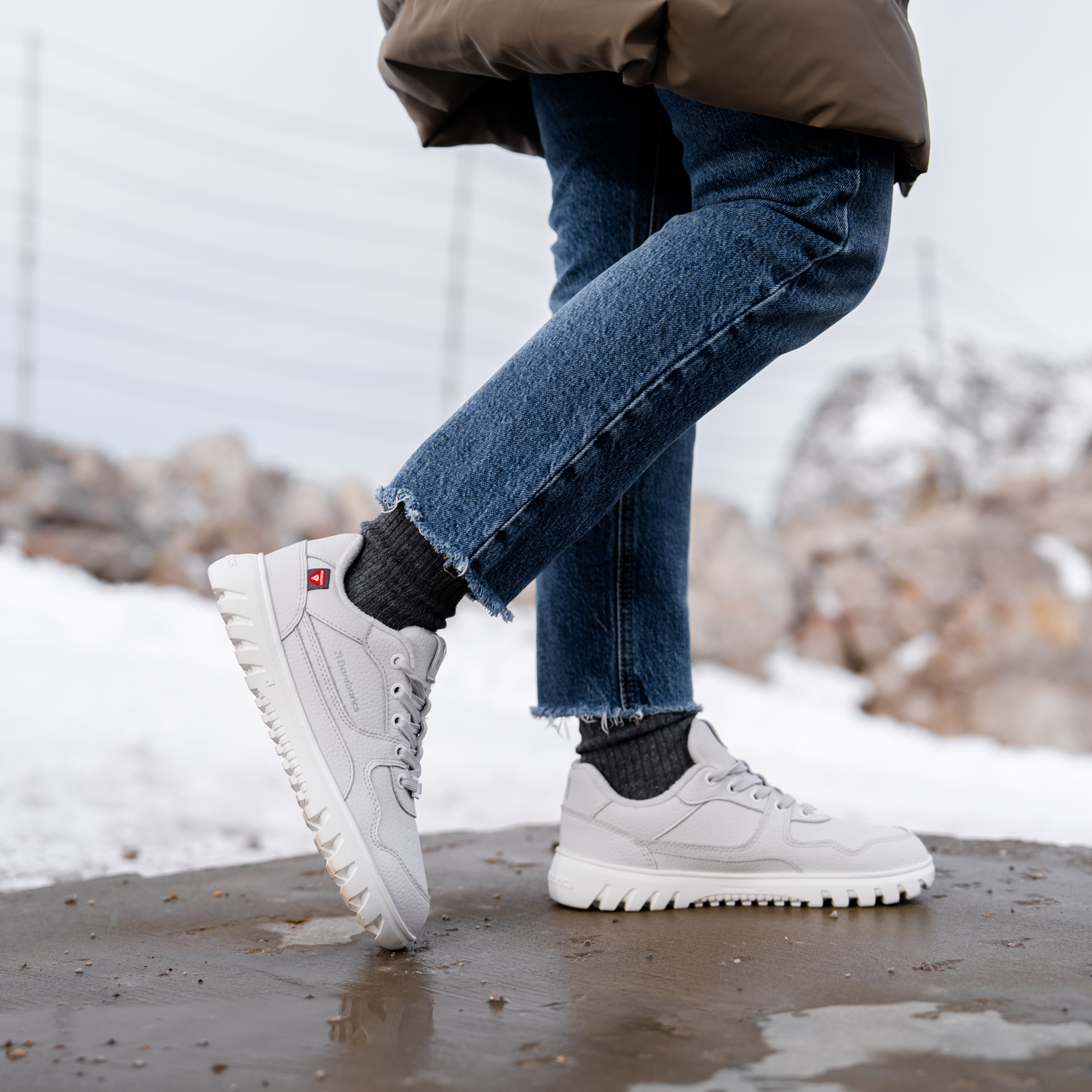 Barefoot Sneakers Barebarics Zing Frost - Light Grey & White.