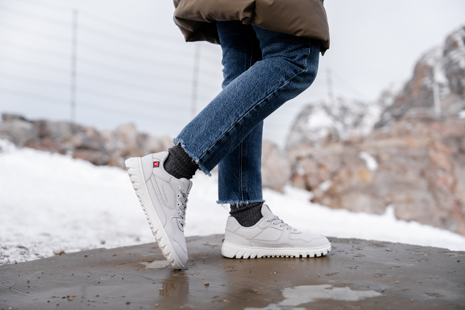 Barefoot Sneakers Barebarics Zing Frost - Light Grey & White.