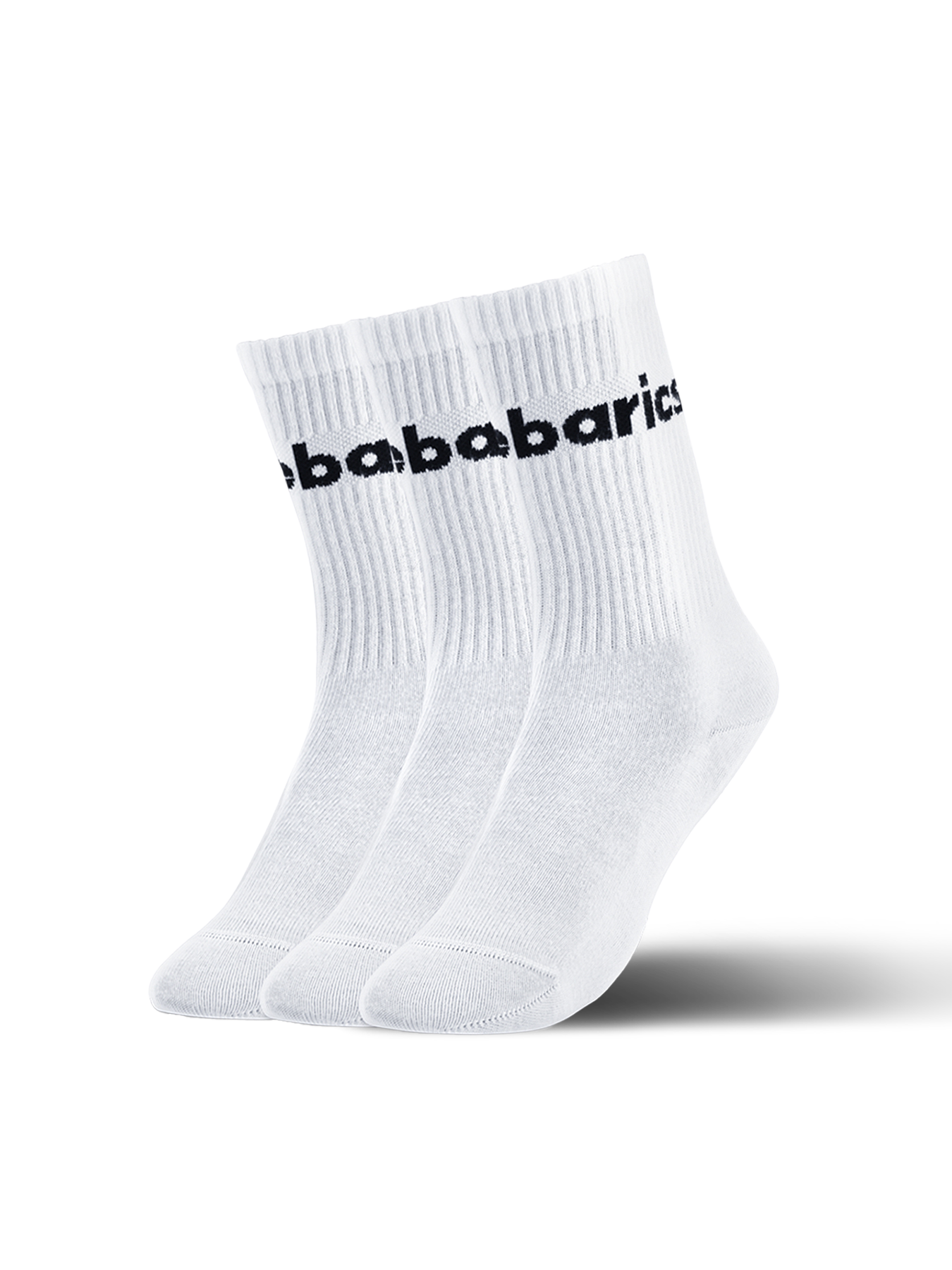 Barebarics - Barfußsocken - Crew - White - Big logo - 3 pack