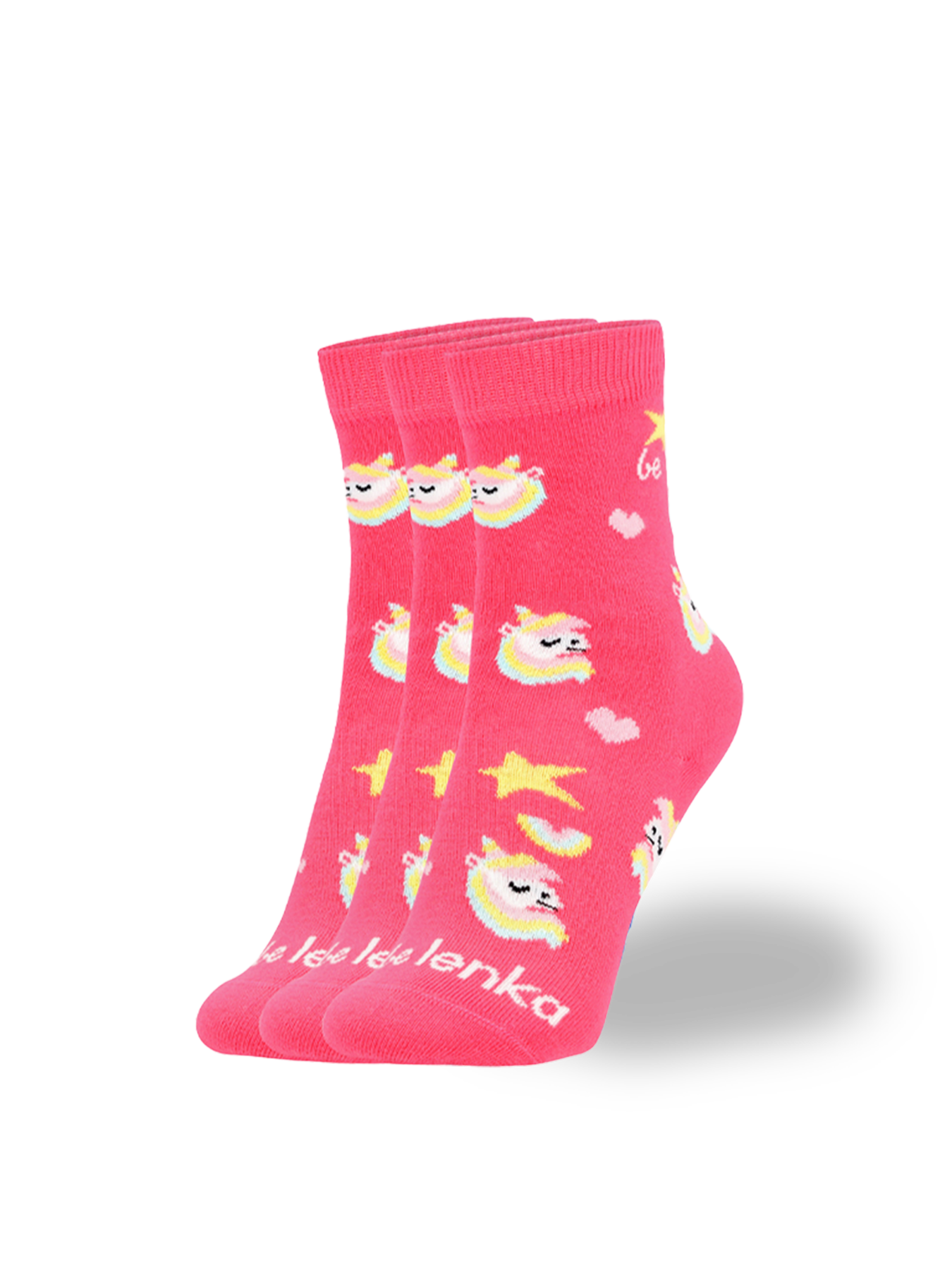 Kinder Barfußsocken Be Lenka Kids - Crew - Unicorn - BubleGum Pink - 3 pack